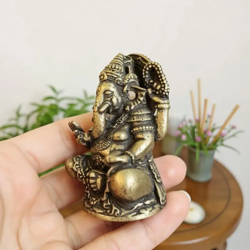figurines ganesha bronze doré relief floral traditionnel hindou petites décorations maison