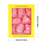 outils pâtisserie emporte pièces biscuits animaux dessin animé cartoon orange vert rose beige