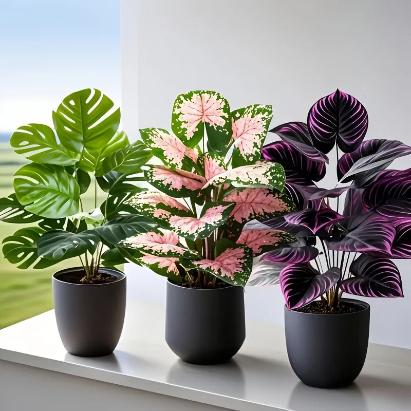 plantes artificielles vert rose violet feuilles modernes decoration intérieure sans fixation 60cm 57cm 57cm