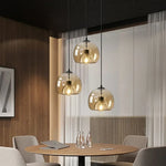 suspension lumineuse moderne transparente sphérique brillante éclairage minimaliste chambre salonhôtel