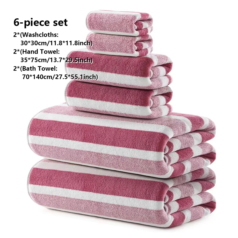 serviettes bain douces polyester rayures horizontales bleu clair blanc gris moderne ensemble pièces