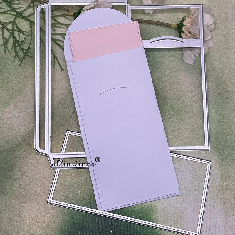 découpe métal scrapbooking pochoir gaufrage décoratif enveloppe rose violette argenté figure irrégulière rectangle