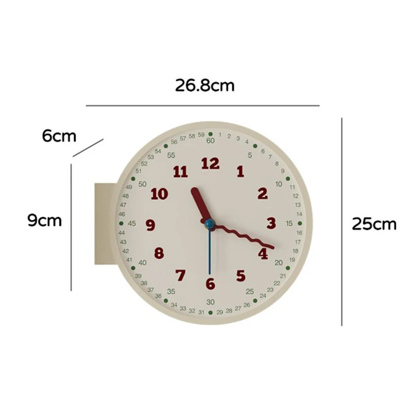 horloge murale moderne double face circulaire quartz résine aiguille rouge blanc minimaliste