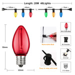 guirlande led c7 multicolore transparente moderne 25ft 65ft extérieure clips adaptable patio jardin