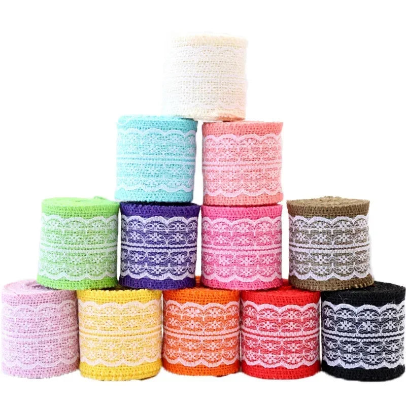 rubans décoratifs dentelés vintage rustique mariage fête emballage cadeau blanc beige vert rose bleu