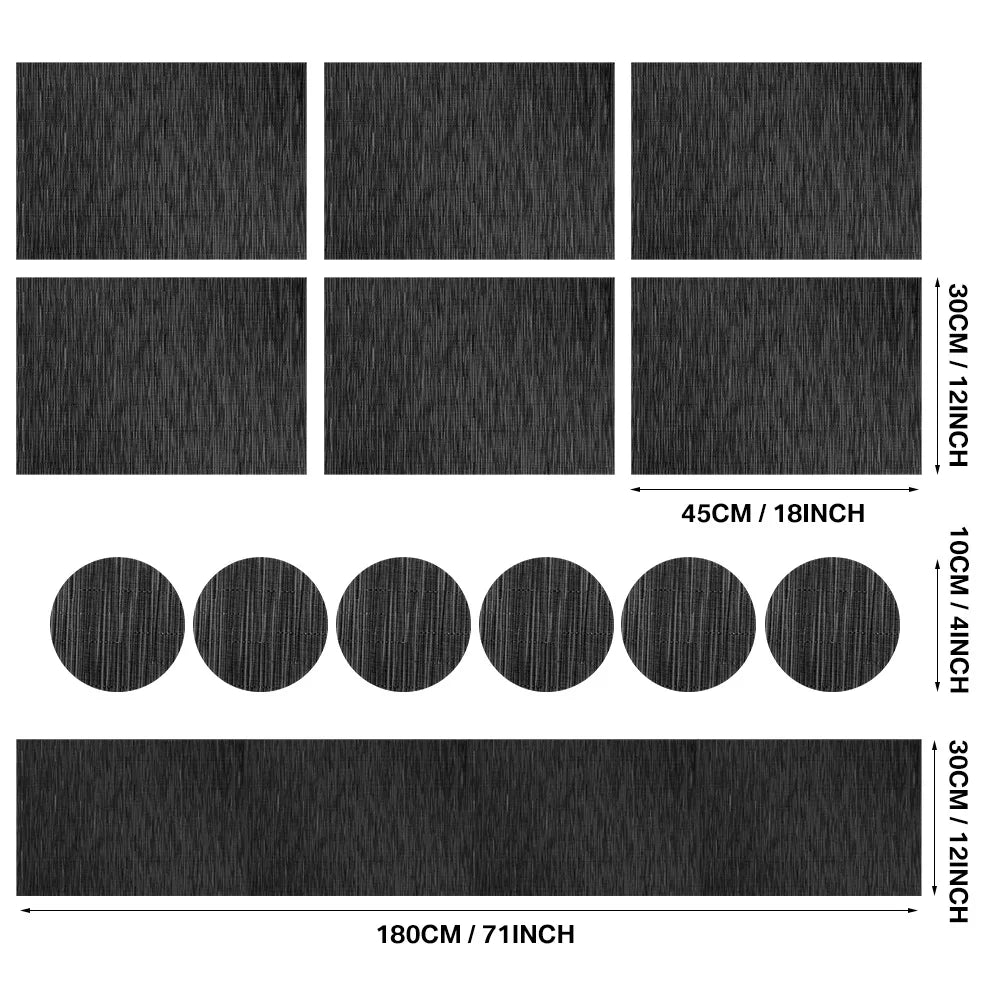 serviettes table modernes gris noir rayures horizontales adhésives faciles nettoyer pièces 12 cercles