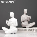 Serre-livres design blanc abstrait personnage lecteur sur étagère