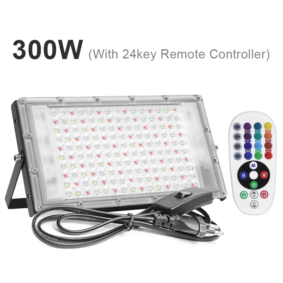 projecteur led rgb extérieur ip65 moderne télécommande 24touches 50w 100w 300w ledspotlight