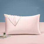 lot deux taies d'oreiller lyocell eucalyptus bleu clair unies lit chambre moderne