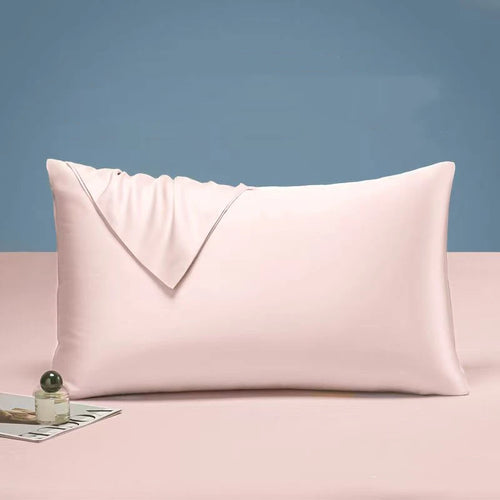 lot deux taies d'oreiller lyocell eucalyptus bleu clair unies lit chambre moderne