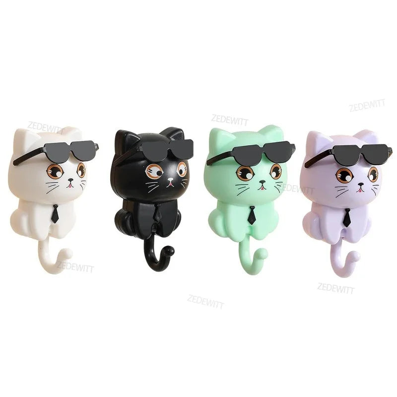 porte clés chat mignon lunettes cravate adhésif blanc noir vert pâle moderne imperméable résistant