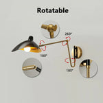 lampe murale articulée noir doré moderne scandinave flux lumineux 249 2000