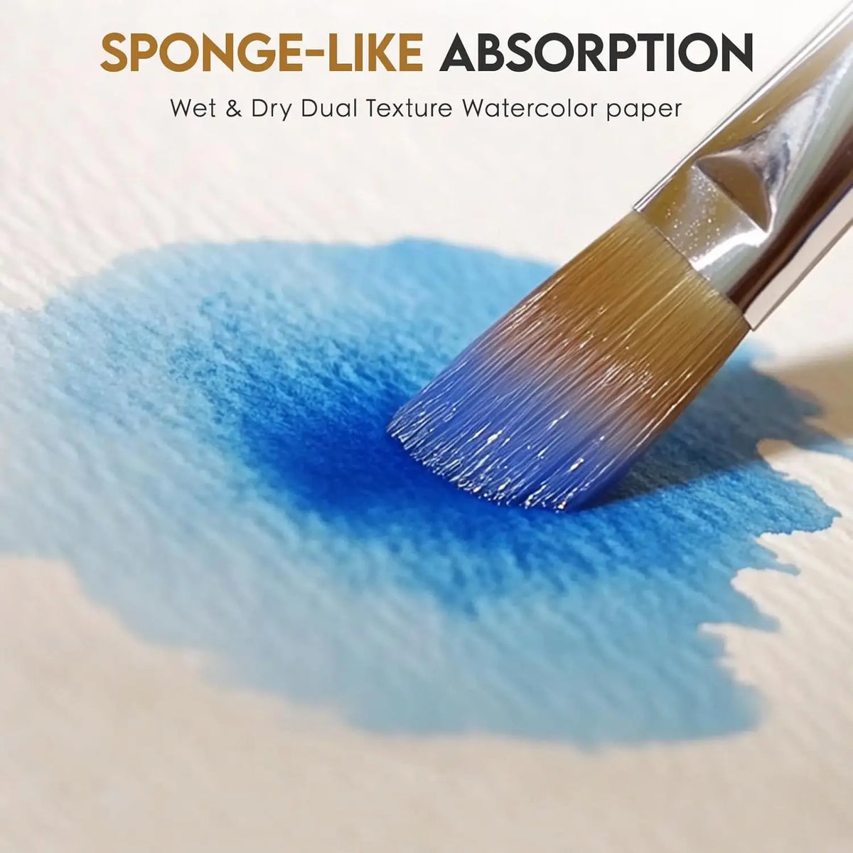 feuilles aquarelle blanc fleurs bleues texture rugueuse artisanal 300gsm clips pinceaux palette peinture boîte