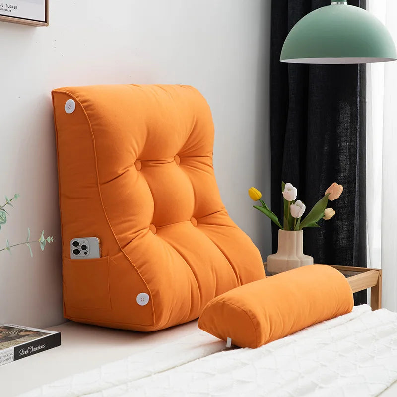 coussin inclinable adulte moderne beige gris rose marron boutons carrés lavable poches smartphone 45x55cm