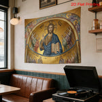 tapisserie murale ancienne or religieuse christ ange décoration intérieure chambre living polyester moderne