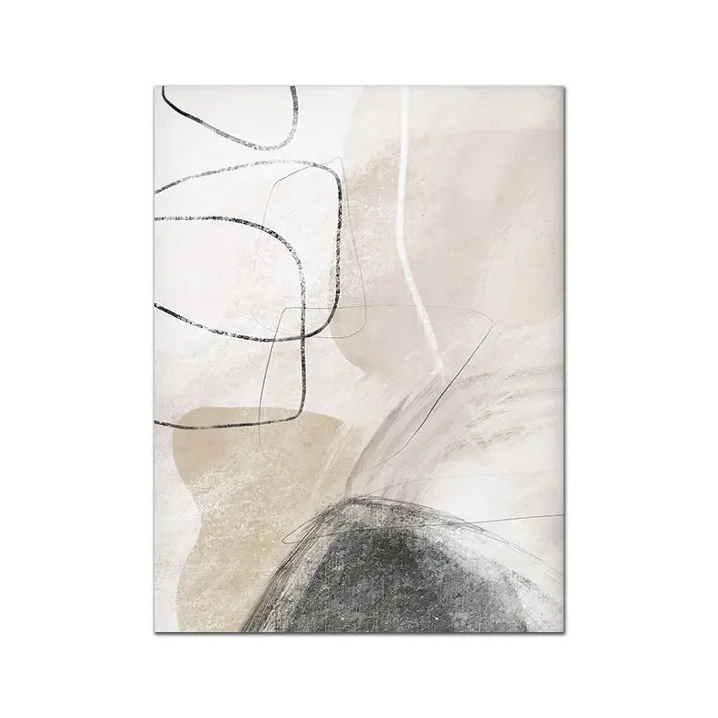 tableau abstrait motif beige gris toile coton texturée sans cadre moderne chambre salon decoration
