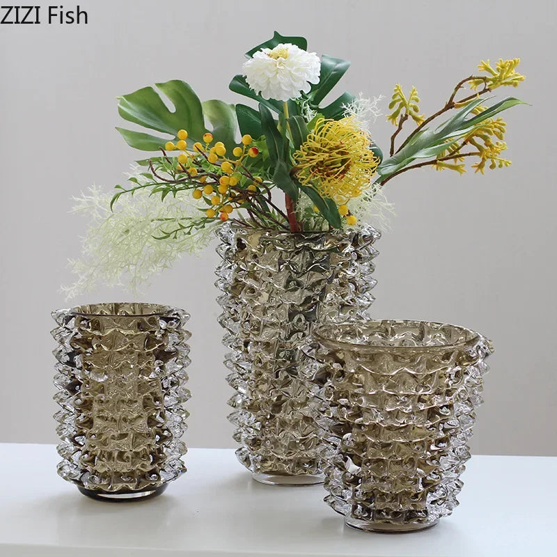 vase verre transparent motifs géométriques moderne décoration pot fleur hydroponie