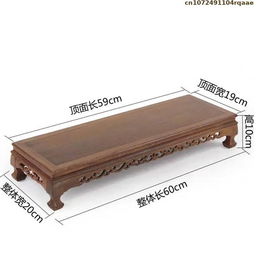 support bois sculpté marron foncé ornements décoratifs classique table basse petite déco traditionnelle asiatique
