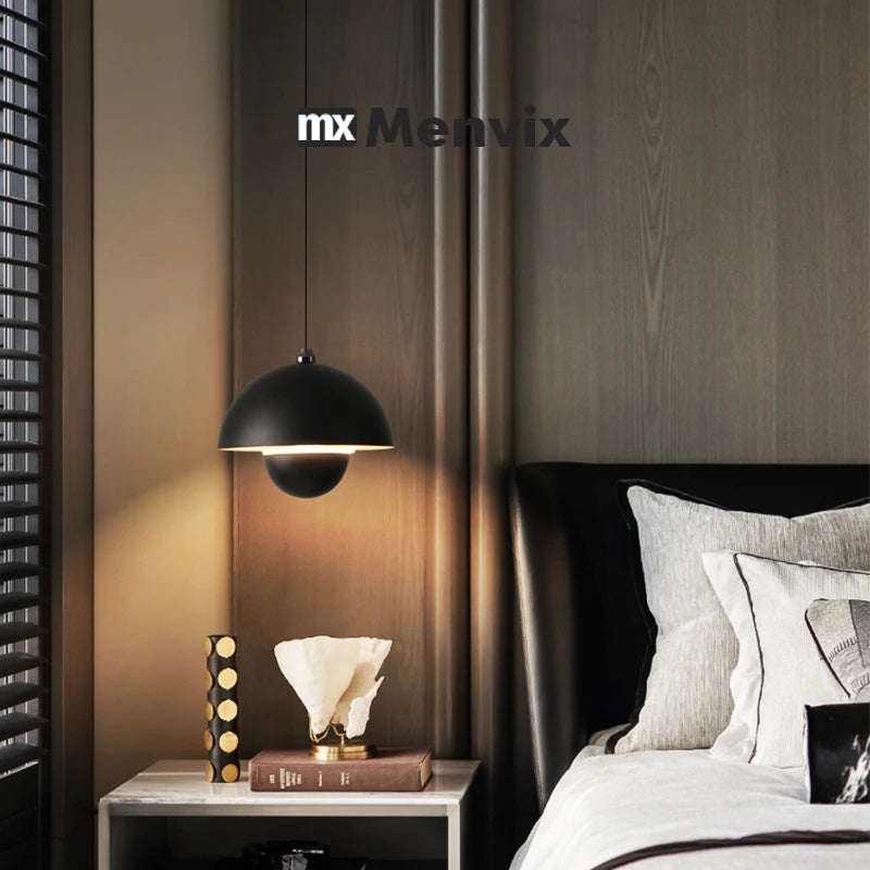 Lampe suspendue moderne sphérique opaques brightness dimmable noir aluminium salon chambrehôtel