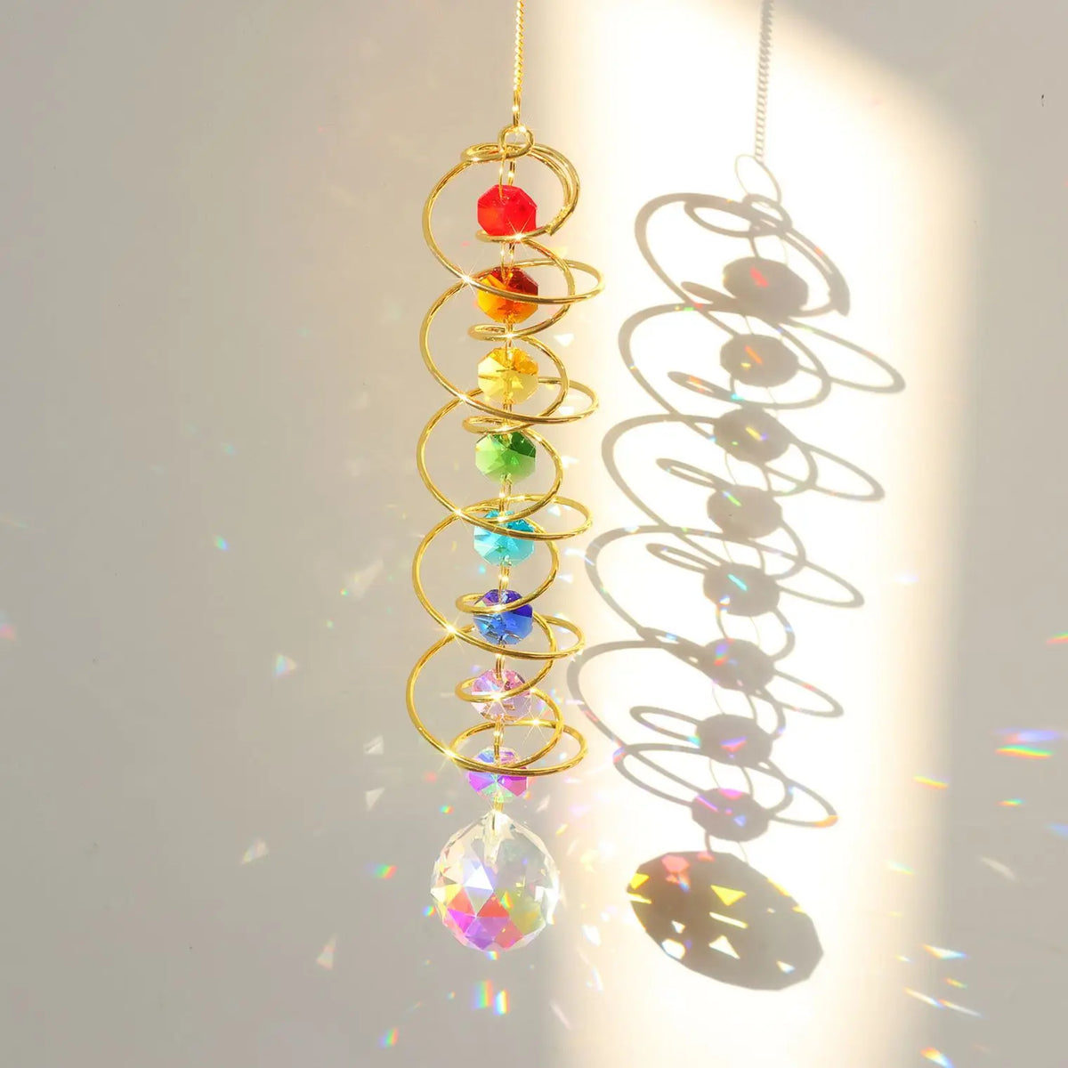 décoration extérieure cristal spirale métallique colorées argent doré moderne fenêtre suncatcher