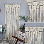 rideau macramé boho chic beige clair franges décoration murale chambre salon