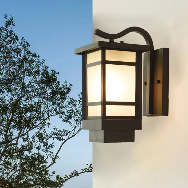lampe murale moderne noir verre trempé éclairage extérieur résistant hydrofuge facile
