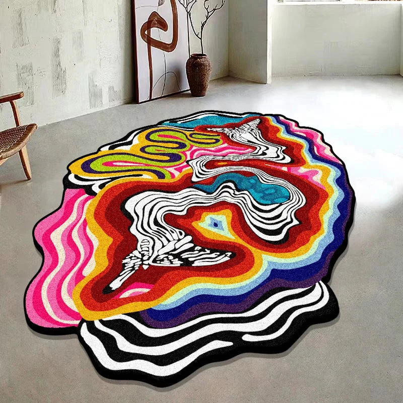 tapis multicolore abstrait moderne antidérapant waterproof intérieur salon chambre coucher