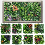 panneau mural végétal artificiel moderne feuilles fleurs variées intérieur décoration fixations métalliques