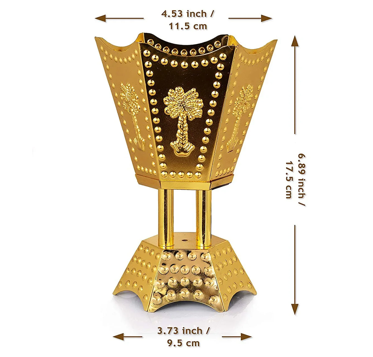 bougeoir incense métal argent or croix sculptées points dorés artisanal salon décoration