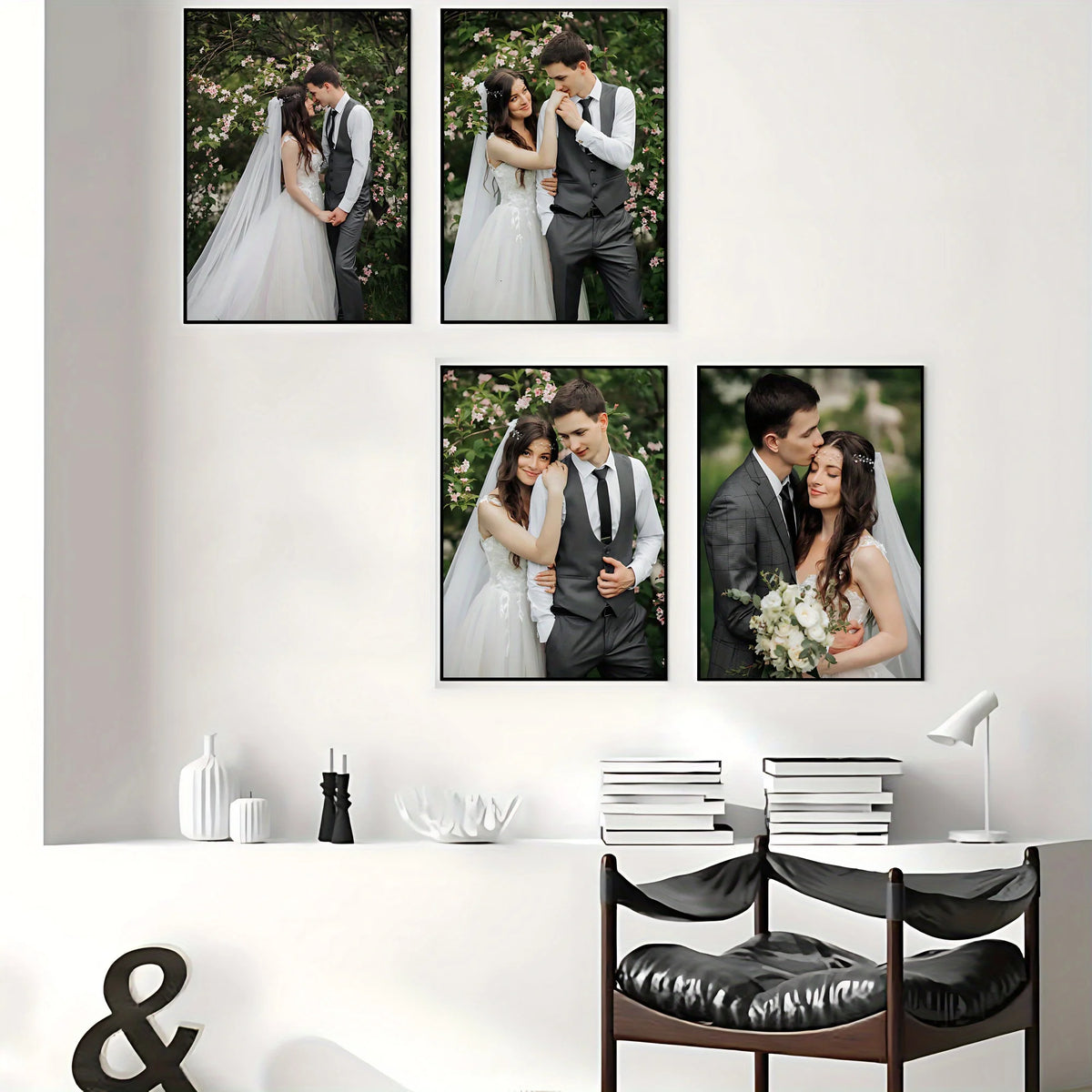 impressions photographiques couple moderne noir blanc cadre salon décoration maison affiche haute définition sans