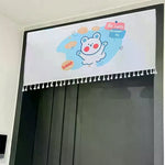 rideau porte motif animalier panda ours enfantin franges pois rayures décoratif blanc vert