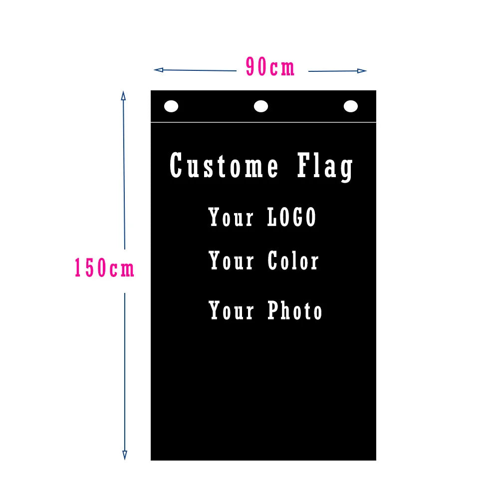 drapeau personnalisable 90x150cm noir uni classique hd digital printing polyester