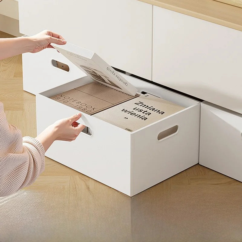 boîtes rangement pliables blanc moderne minimaliste poignées conteneurs organisation livres jouets multifonctionnels