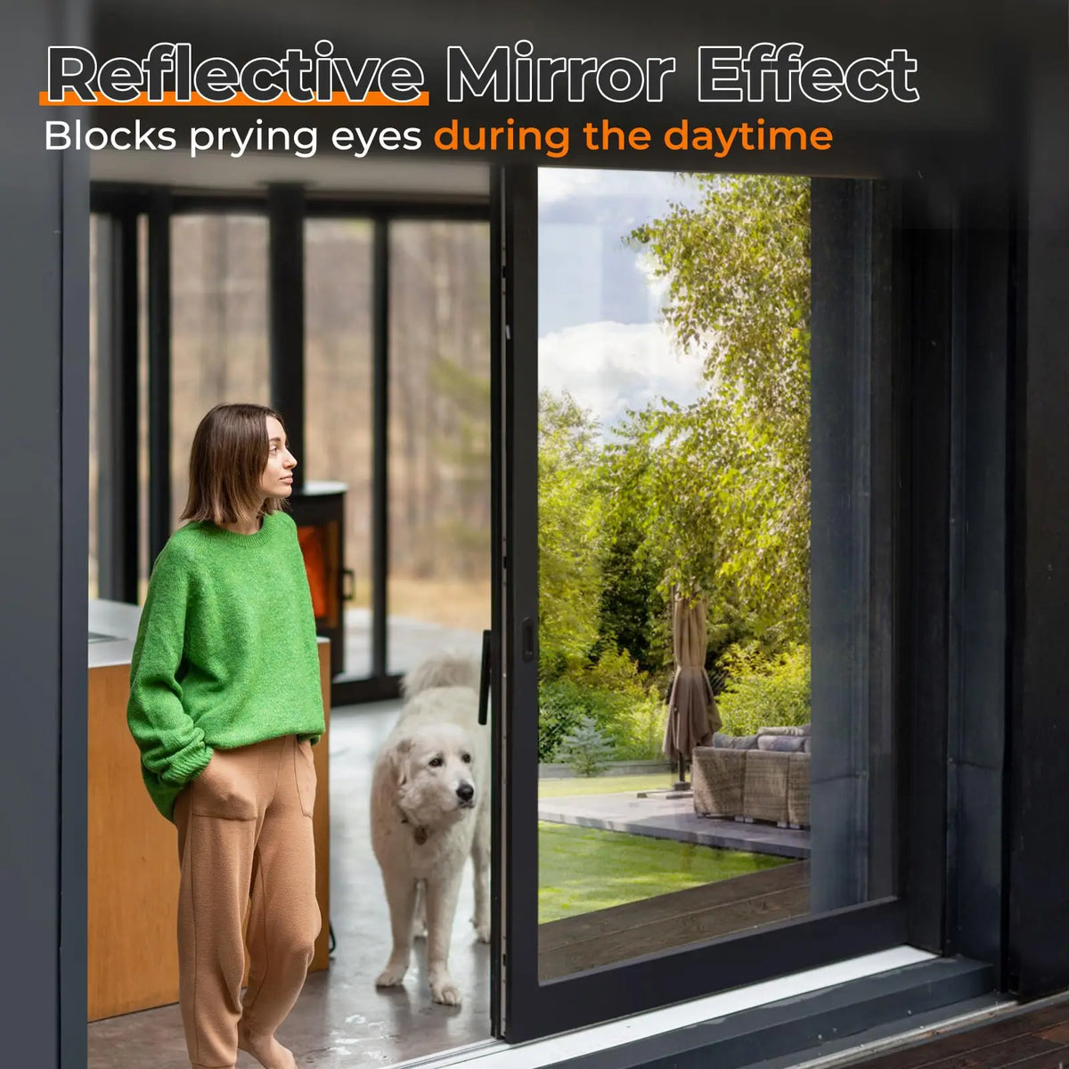 film confidentialité fenêtre effet miroir autocollant transparent protection uv isolation thermique décoratif moderne