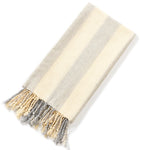 serviette plage coton vert clair beige rayures moderne absorbante entretien facile océan noël franges