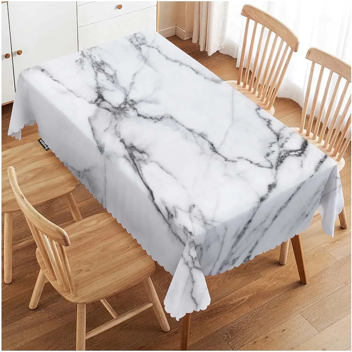 nappe rectangulaire carte marine motif géométrique polyester beige gris vintage table manger