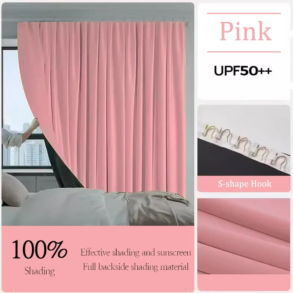 rideau rose opaque moderne uni clips inclusion polyester h120cm h270cm h250cm
