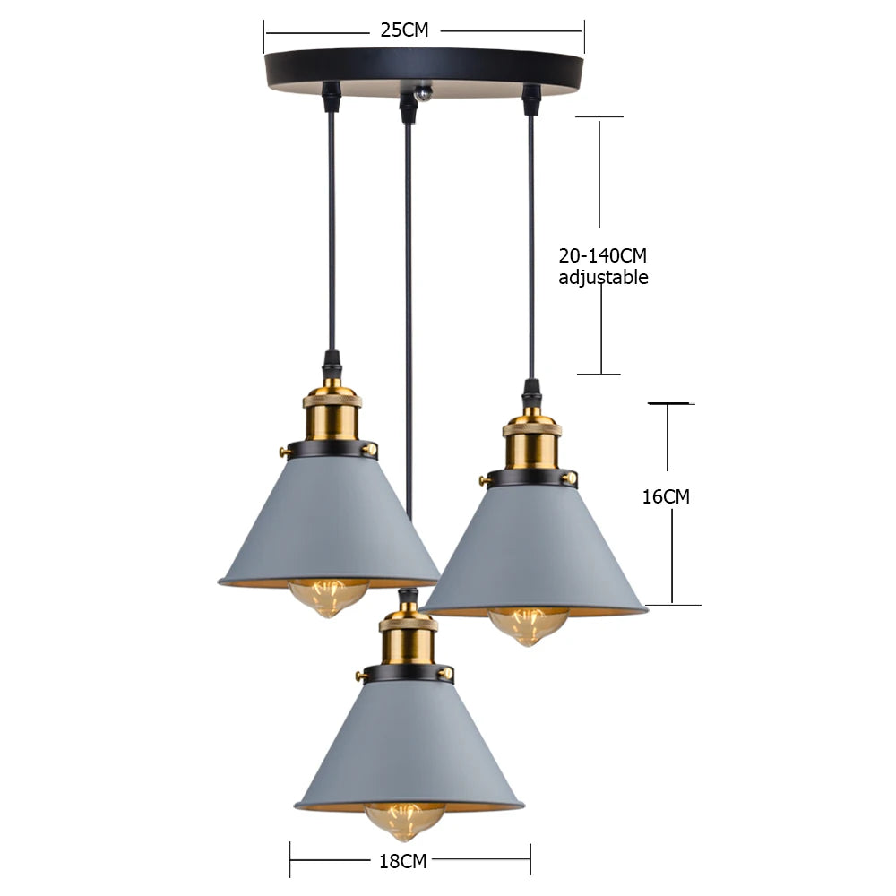 lumière suspendue industrielle conique noire blanche orange éclairage moderne chambre salon