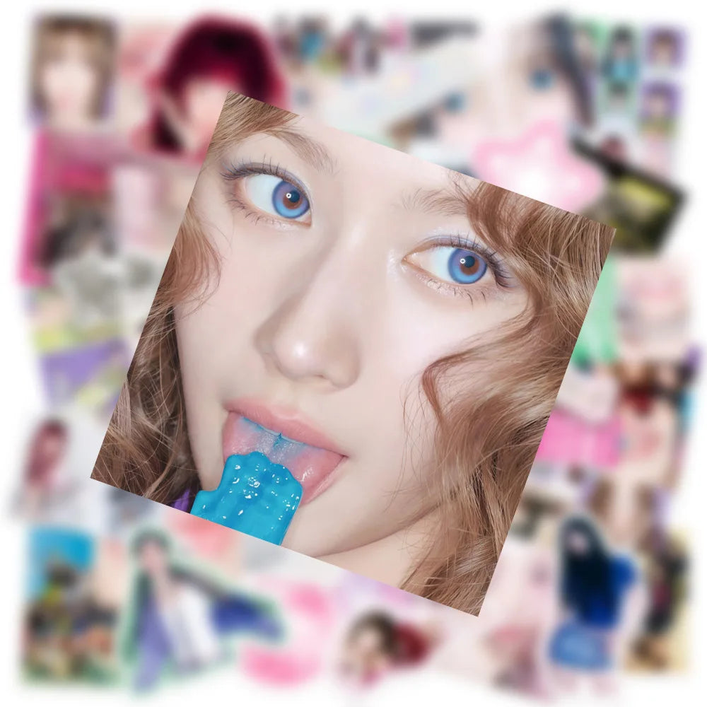 sticker pop multicolore motif géométrique texte photo kpop y2k moderne adhésif décoration varié filles