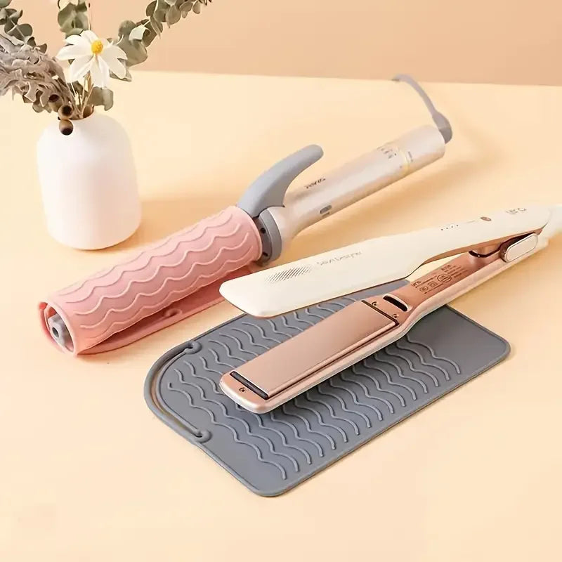 tapis coiffure silicone chauffant rose gris noir bleu vert clips moderne ondulé resistant travel