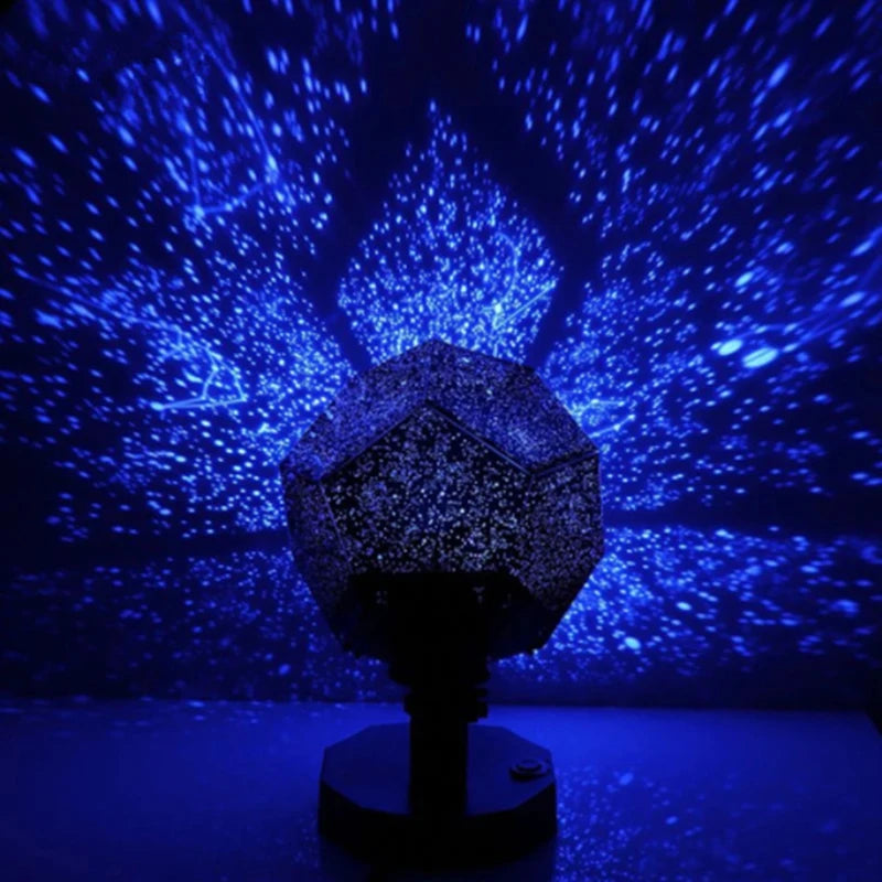 projecteur étoiles décoration chambre noire bleu doré moderne brillant support rotatif
