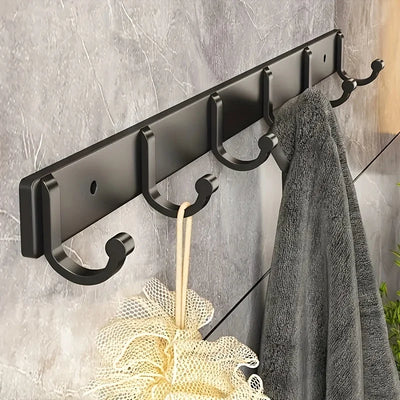 Porte manteau mural noir en aluminium avec 6 crochets suspendus