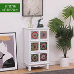 commode vintage rustique tiroirs floraux bois foncé organisateur chambre coucher bois massif