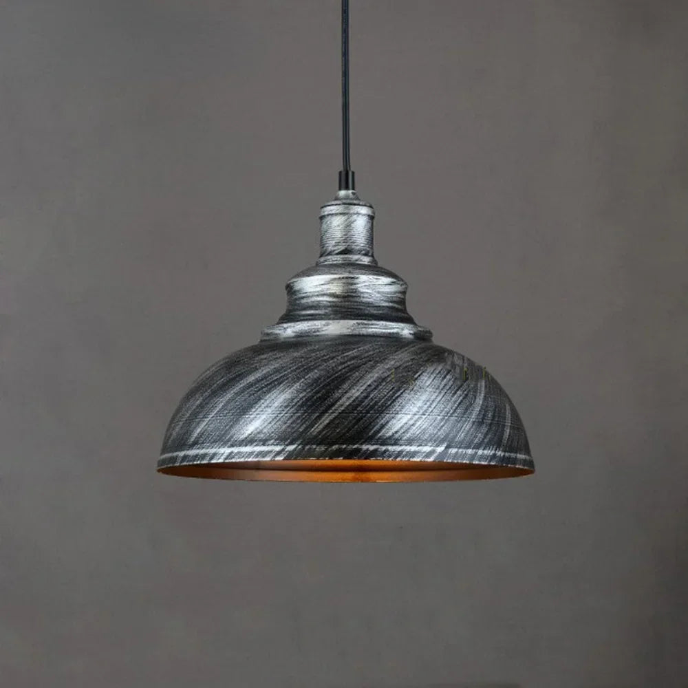 lampe suspendue industrielle rétro noir texture métallique striée salon chambrehôtel