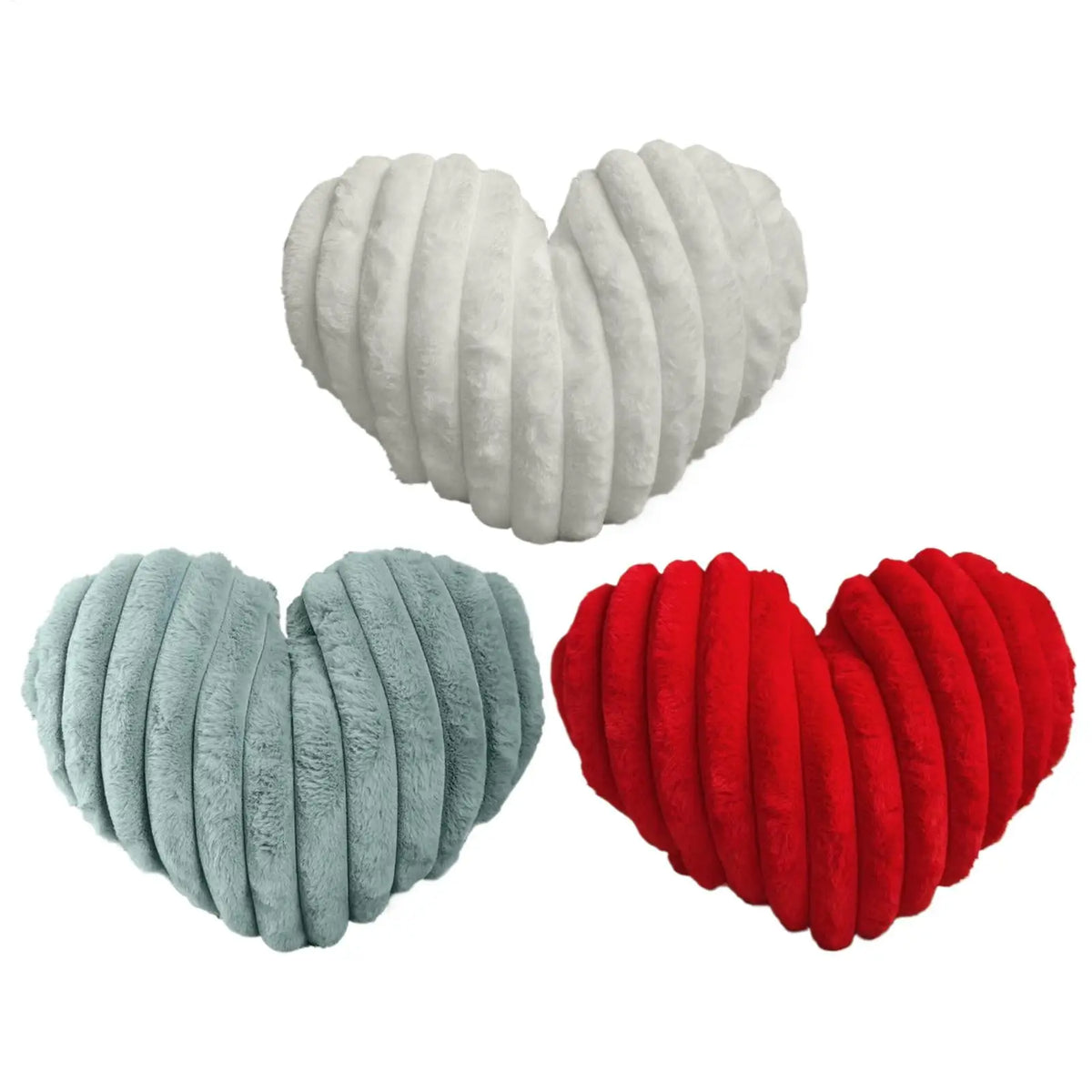 coussin forme cœur texture fourrure couleur blanc rouge moderne doux salon chambre coucher