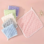 serviettes toilette pièces essuie mains polyester carré moderne douces bouclées anneau métallique gris rose