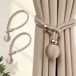 accessoires rideau tissu polyester cordon tressé couleur beige doré moderne fixations billes dorées