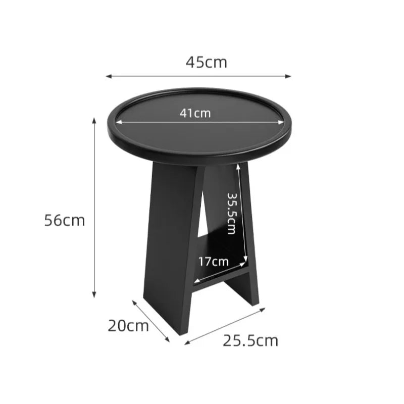 table d'appoint moderne minimaliste bois ronde hauteur 56cm diamètre 41cm noir blanc pink