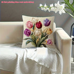 housse coussin décoratif floral tulipes relief coloré zip invisible 45x45cm