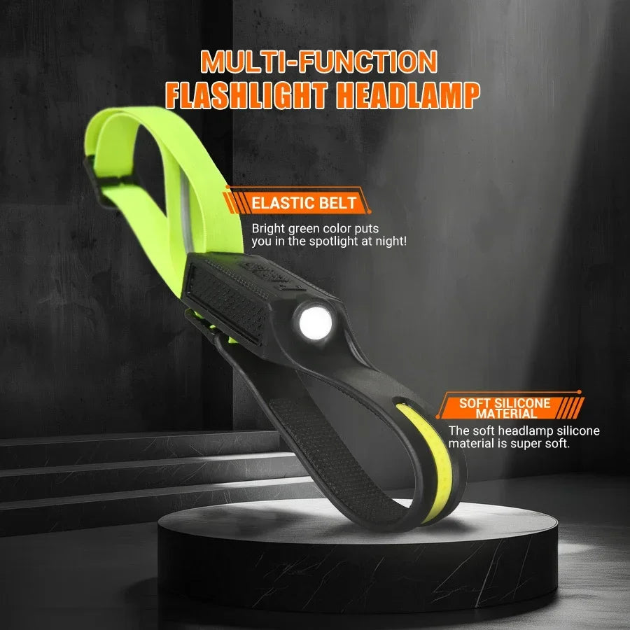 lampe frontale led rechargeable usb modes lumière camping sécurité noir vert fluo